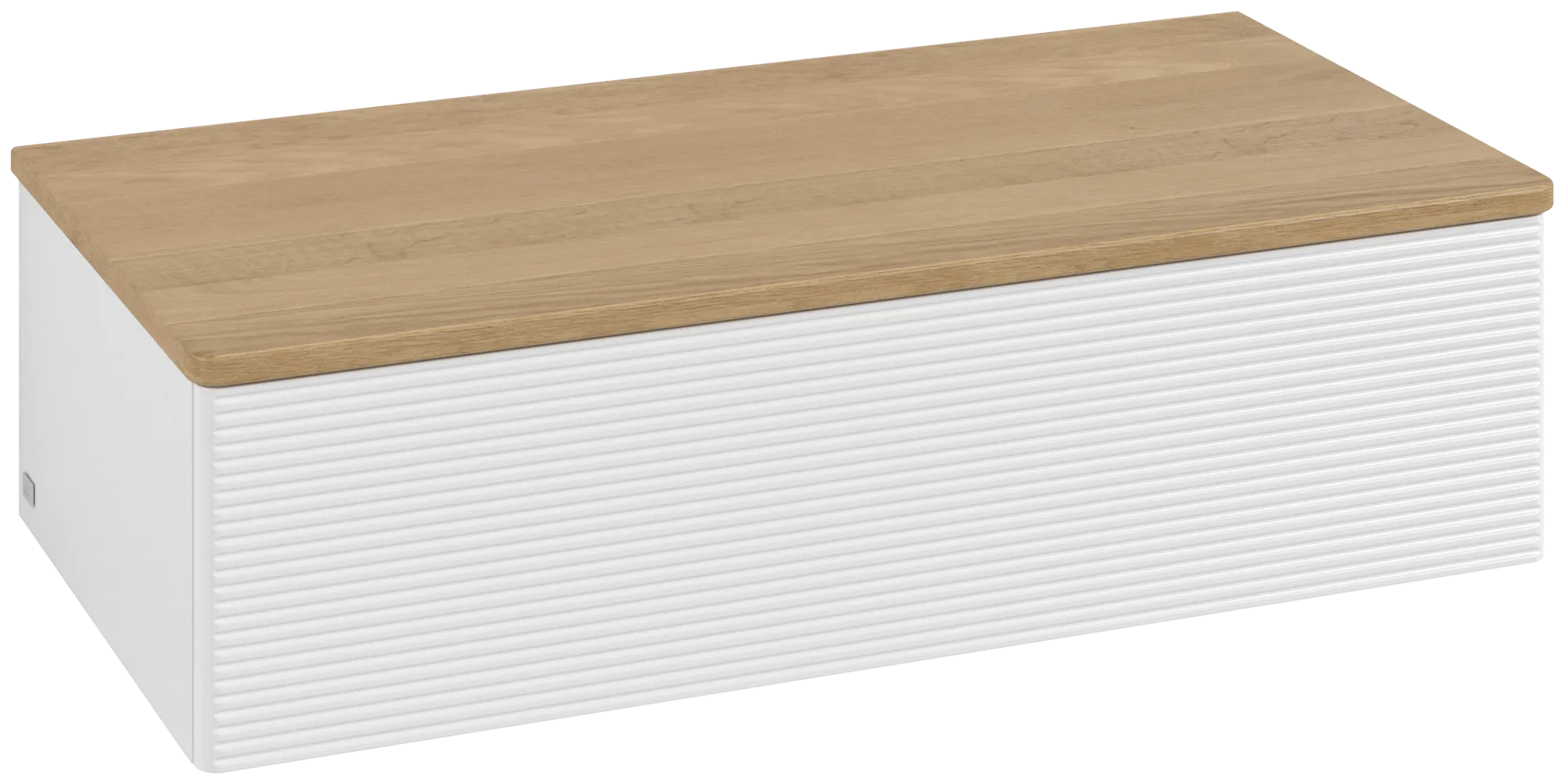 Bild von VILLEROY BOCH Antao Sideboard, 1 Auszug, 1000 x 268 x 500 mm, Front mit Struktur, Glossy White Lacquer / Honey Oak #K40101GF