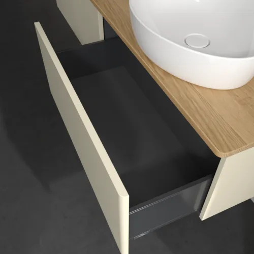 Bild von VILLEROY BOCH Antao Waschbeckenunterschrank, 2 Auszüge, 1600 x 360 x 500 mm, Front ohne Struktur, Silk Grey Matt Lacquer / Honey Oak #K38051HJ