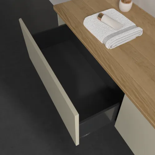 Bild von VILLEROY BOCH Antao Waschbeckenunterschrank, 2 Auszüge, 1600 x 360 x 500 mm, Front ohne Struktur, Silk Grey Matt Lacquer / Honey Oak #K38051HJ