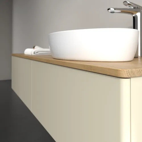 Bild von VILLEROY BOCH Antao Waschbeckenunterschrank, 2 Auszüge, 1600 x 360 x 500 mm, Front ohne Struktur, Silk Grey Matt Lacquer / Honey Oak #K38051HJ