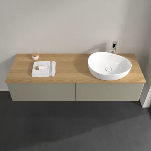 Bild von VILLEROY BOCH Antao Waschbeckenunterschrank, 2 Auszüge, 1600 x 360 x 500 mm, Front ohne Struktur, Stone Grey Matt Lacquer / Honey Oak #K38051HK