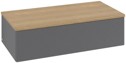 εικόνα του VILLEROY BOCH Antao Sideboard, 1 pull-out compartment, 1000 x 268 x 500 mm, Front with grain texture, Anthracite Matt Lacquer / Honey Oak #K40101GK
