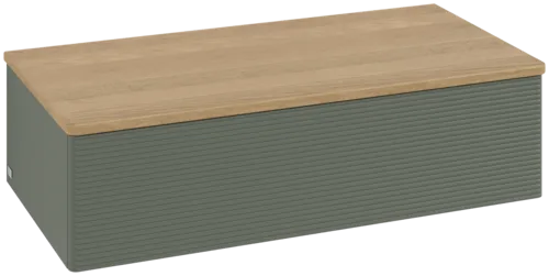 Bild von VILLEROY BOCH Antao Sideboard, 1 Auszug, 1000 x 268 x 500 mm, Front mit Struktur, Leaf Green Matt Lacquer / Honey Oak #K40101HL