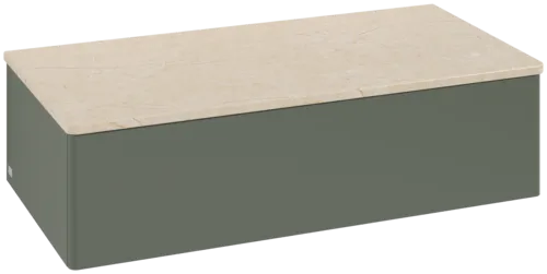 Bild von VILLEROY BOCH Antao Sideboard, 1 Auszug, 1000 x 268 x 500 mm, Front ohne Struktur, Leaf Green Matt Lacquer / Botticino #K40003HL