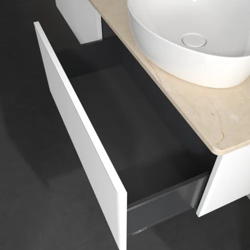 Bild von VILLEROY BOCH Antao Waschbeckenunterschrank, 2 Auszüge, 1600 x 360 x 500 mm, Front mit Struktur, White Matt Lacquer / Botticino #K38153MT