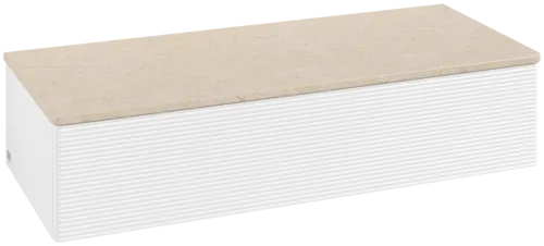 Bild von VILLEROY BOCH Antao Sideboard, 1 Auszug, 1200 x 268 x 500 mm, Front mit Struktur, White Matt Lacquer / Botticino #K41103MT