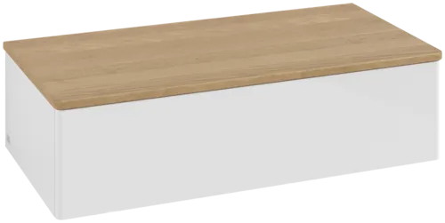 Bild von VILLEROY BOCH Antao Sideboard, 1 Auszug, 1000 x 268 x 500 mm, Front ohne Struktur, Glossy White Lacquer / Honey Oak #K40001GF