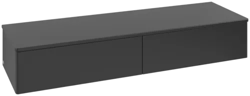 Bild von VILLEROY BOCH Antao Sideboard, 2 Auszüge, 1600 x 268 x 500 mm, Front ohne Struktur, Black Matt Lacquer / Black Matt Lacquer #K42000PD