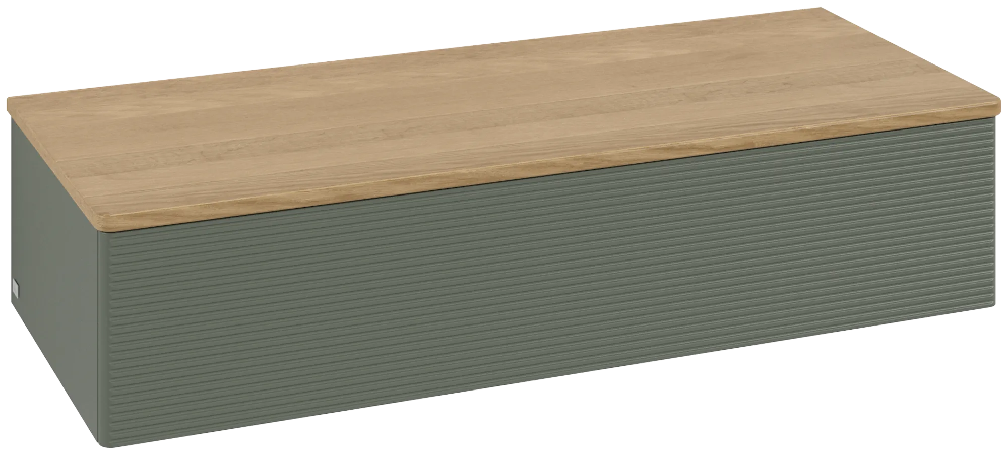 Bild von VILLEROY BOCH Antao Sideboard, 1 Auszug, 1200 x 268 x 500 mm, Front mit Struktur, Leaf Green Matt Lacquer / Honey Oak #K41101HL
