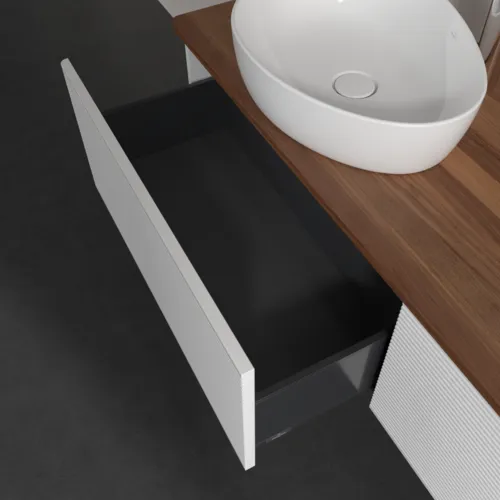 Bild von VILLEROY BOCH Antao Waschbeckenunterschrank, 2 Auszüge, 1600 x 360 x 500 mm, Front mit Struktur, White Matt Lacquer / Warm Walnut #K37152MT