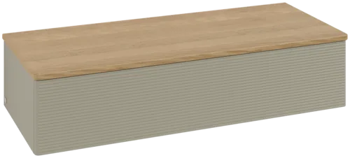 Bild von VILLEROY BOCH Antao Sideboard, 1 Auszug, 1200 x 268 x 500 mm, Front mit Struktur, Stone Grey Matt Lacquer / Honey Oak #K41101HK
