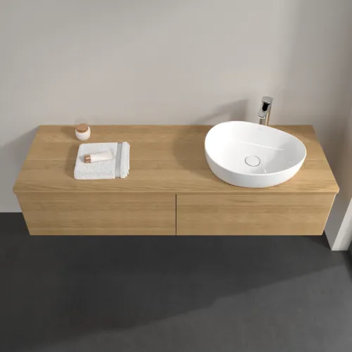 Bild von VILLEROY BOCH Antao Waschbeckenunterschrank, 2 Auszüge, 1600 x 360 x 500 mm, Front mit Struktur, Honey Oak / Honey Oak #K38151HN