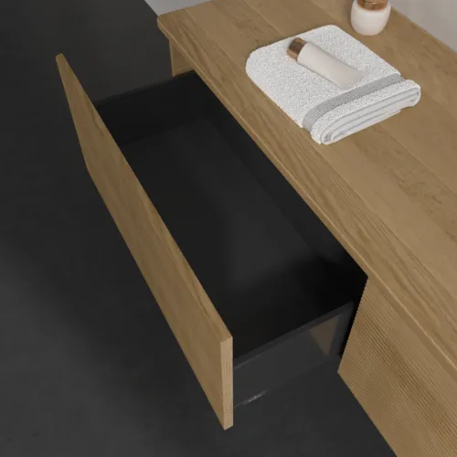 Bild von VILLEROY BOCH Antao Waschbeckenunterschrank, 2 Auszüge, 1600 x 360 x 500 mm, Front mit Struktur, Honey Oak / Honey Oak #K38151HN