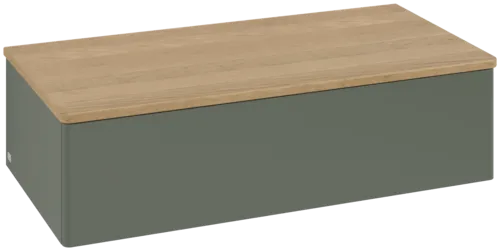 Bild von VILLEROY BOCH Antao Sideboard, 1 Auszug, 1000 x 268 x 500 mm, Front ohne Struktur, Leaf Green Matt Lacquer / Honey Oak #K40001HL