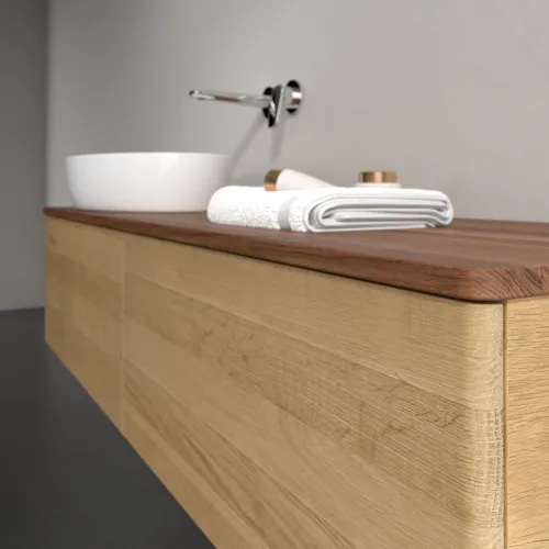 Bild von VILLEROY BOCH Antao Waschbeckenunterschrank, 2 Auszüge, 1600 x 360 x 500 mm, Front ohne Struktur, Honey Oak / Warm Walnut #K37012HN
