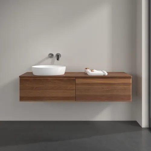 VILLEROY BOCH Antao Waschbeckenunterschrank, 2 Auszüge, 1600 x 360 x 500 mm, Front ohne Struktur, Warm Walnut / Warm Walnut #K37012HM, Bild 3