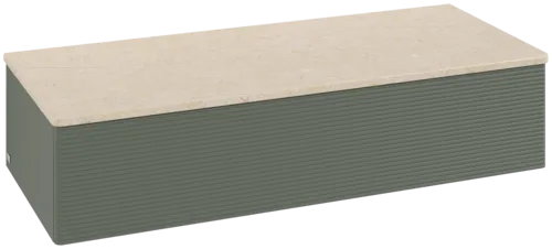 Bild von VILLEROY BOCH Antao Sideboard, 1 Auszug, 1200 x 268 x 500 mm, Front mit Struktur, Leaf Green Matt Lacquer / Botticino #K41103HL
