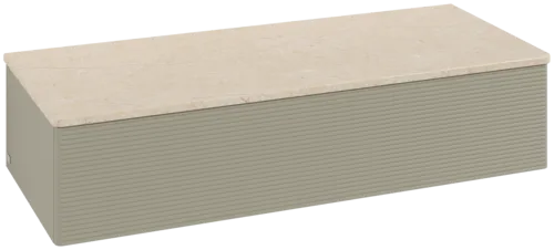 Bild von VILLEROY BOCH Antao Sideboard, 1 Auszug, 1200 x 268 x 500 mm, Front mit Struktur, Stone Grey Matt Lacquer / Botticino #K41103HK