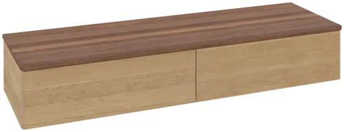 Bild von VILLEROY BOCH Antao Sideboard, 2 Auszüge, 1600 x 268 x 500 mm, Front ohne Struktur, Honey Oak / Warm Walnut #K42002HN