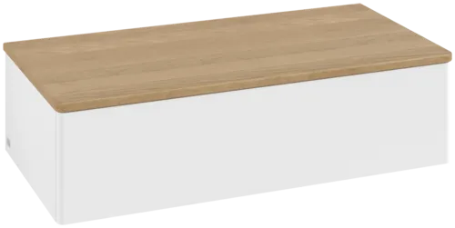 Bild von VILLEROY BOCH Antao Sideboard, 1 Auszug, 1000 x 268 x 500 mm, Front ohne Struktur, White Matt Lacquer / Honey Oak #K40001MT