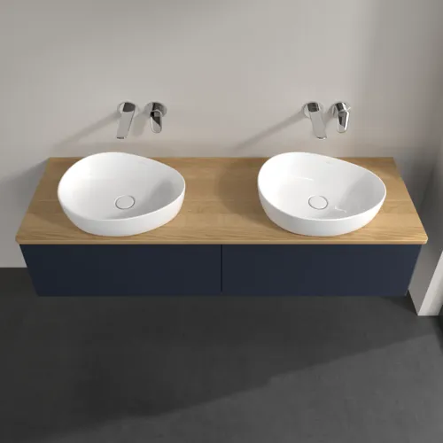 Bild von VILLEROY BOCH Antao Waschbeckenunterschrank, 2 Auszüge, 1600 x 360 x 500 mm, Front ohne Struktur, Midnight Blue Matt Lacquer / Honey Oak #K39011HG