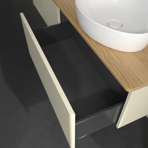Bild von VILLEROY BOCH Antao Waschbeckenunterschrank, 2 Auszüge, 1600 x 360 x 500 mm, Front ohne Struktur, Silk Grey Matt Lacquer / Honey Oak #K39011HJ