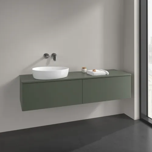 Bild von VILLEROY BOCH Antao Waschbeckenunterschrank, 2 Auszüge, 1600 x 360 x 500 mm, Front ohne Struktur, Leaf Green Matt Lacquer / Leaf Green Matt Lacquer #K37010HL