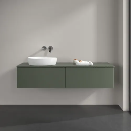 Bild von VILLEROY BOCH Antao Waschbeckenunterschrank, 2 Auszüge, 1600 x 360 x 500 mm, Front ohne Struktur, Leaf Green Matt Lacquer / Leaf Green Matt Lacquer #K37010HL