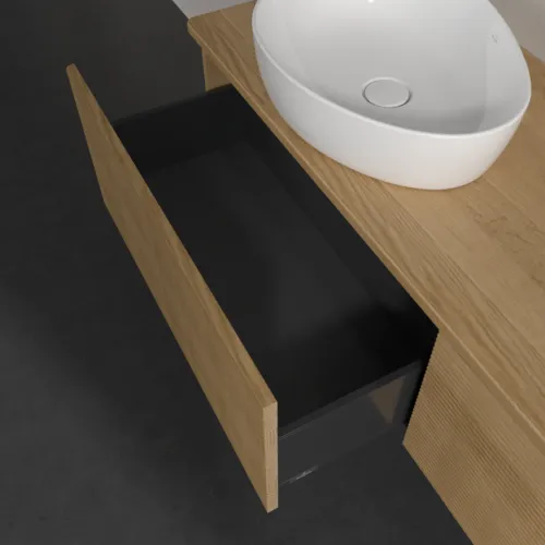 Bild von VILLEROY BOCH Antao Waschbeckenunterschrank, 2 Auszüge, 1600 x 360 x 500 mm, Front mit Struktur, Honey Oak / Honey Oak #K39111HN