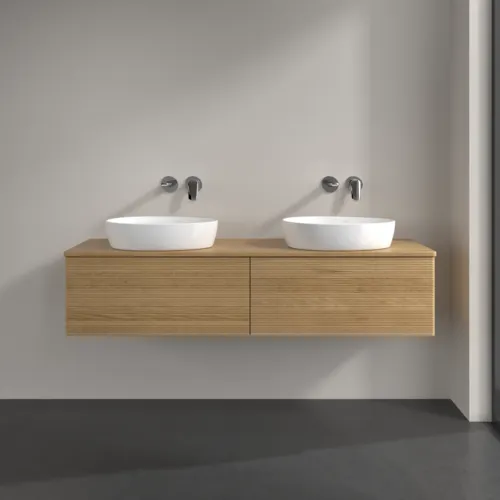 Bild von VILLEROY BOCH Antao Waschbeckenunterschrank, 2 Auszüge, 1600 x 360 x 500 mm, Front mit Struktur, Honey Oak / Honey Oak #K39111HN
