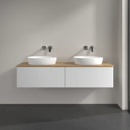 VILLEROY BOCH Antao Waschbeckenunterschrank, 2 Auszüge, 1600 x 360 x 500 mm, Front ohne Struktur, Glossy White Lacquer / Honey Oak #K39011GF, Bild 3