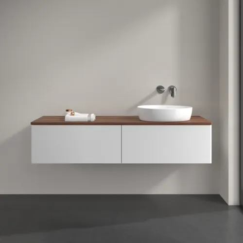 VILLEROY BOCH Antao Waschbeckenunterschrank, 2 Auszüge, 1600 x 360 x 500 mm, Front ohne Struktur, Glossy White Lacquer / Warm Walnut #K38012GF, Bild 3