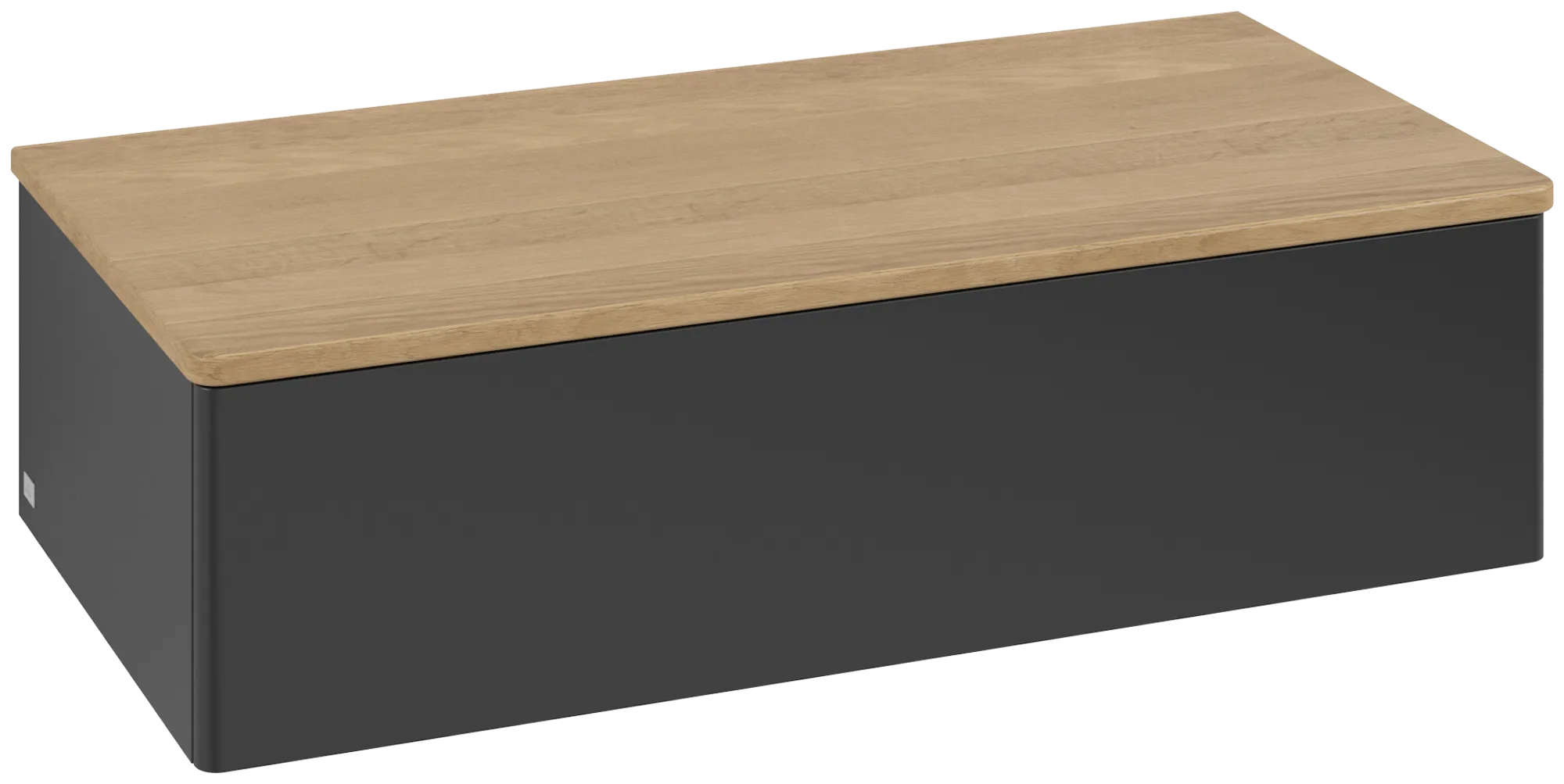 Bild von VILLEROY BOCH Antao Sideboard, 1 Auszug, 1000 x 268 x 500 mm, Front ohne Struktur, Black Matt Lacquer / Honey Oak #K40001PD