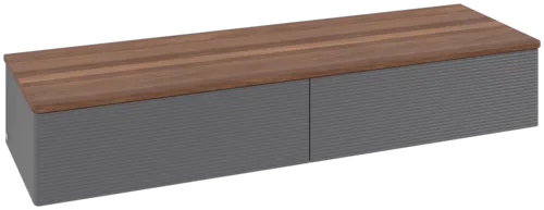 Picture of VILLEROY BOCH Antao Sideboard, 2 pull-out compartments, 1600 x 268 x 500 mm, Front with grain texture, Anthracite Matt Lacquer / Warm Walnut #K42102GK