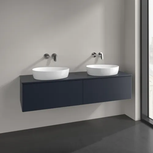 Bild von VILLEROY BOCH Antao Waschbeckenunterschrank, 2 Auszüge, 1600 x 360 x 500 mm, Front ohne Struktur, Midnight Blue Matt Lacquer / Midnight Blue Matt Lacquer #K39010HG