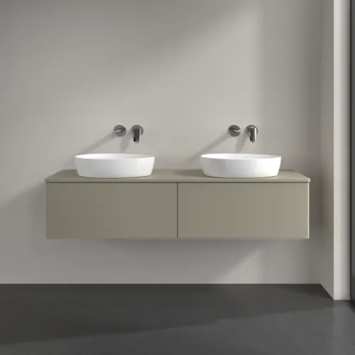 Bild von VILLEROY BOCH Antao Waschbeckenunterschrank, 2 Auszüge, 1600 x 360 x 500 mm, Front ohne Struktur, Stone Grey Matt Lacquer / Stone Grey Matt Lacquer #K39010HK