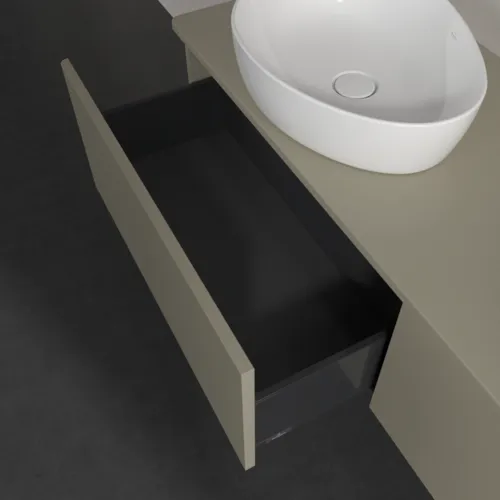 Bild von VILLEROY BOCH Antao Waschbeckenunterschrank, 2 Auszüge, 1600 x 360 x 500 mm, Front ohne Struktur, Stone Grey Matt Lacquer / Stone Grey Matt Lacquer #K39010HK