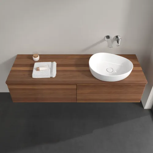 Bild von VILLEROY BOCH Antao Waschbeckenunterschrank, 2 Auszüge, 1600 x 360 x 500 mm, Front mit Struktur, Warm Walnut / Warm Walnut #K38112HM