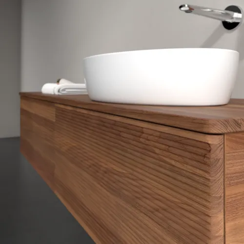 Bild von VILLEROY BOCH Antao Waschbeckenunterschrank, 2 Auszüge, 1600 x 360 x 500 mm, Front mit Struktur, Warm Walnut / Warm Walnut #K38112HM