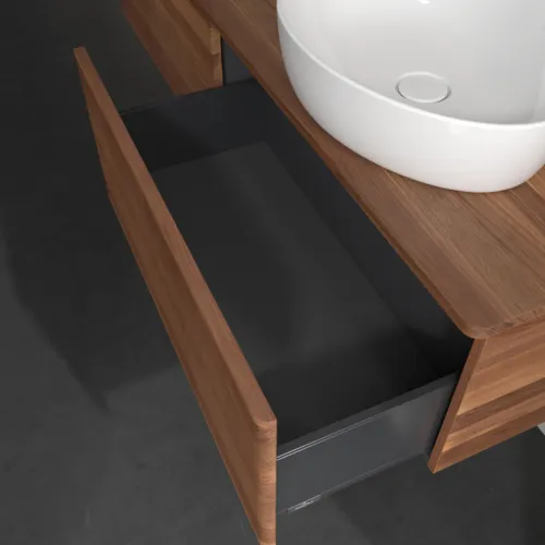 Bild von VILLEROY BOCH Antao Waschbeckenunterschrank, 2 Auszüge, 1600 x 360 x 500 mm, Front mit Struktur, Warm Walnut / Warm Walnut #K38112HM