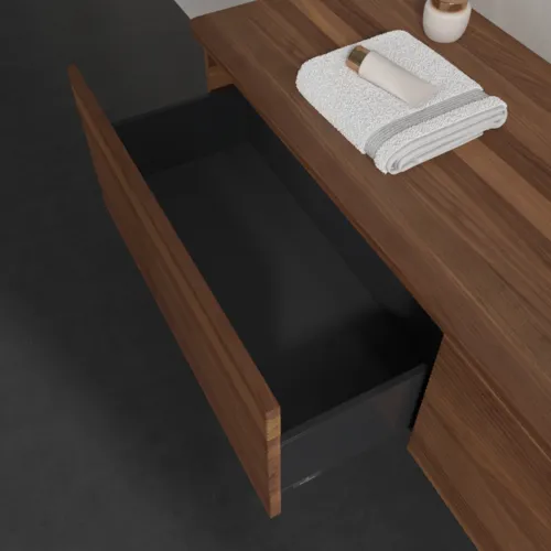 Bild von VILLEROY BOCH Antao Waschbeckenunterschrank, 2 Auszüge, 1600 x 360 x 500 mm, Front mit Struktur, Warm Walnut / Warm Walnut #K38112HM