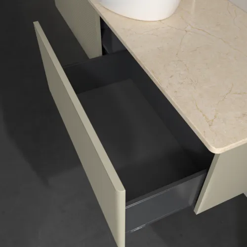 Bild von VILLEROY BOCH Antao Waschbeckenunterschrank, 2 Auszüge, 1600 x 360 x 500 mm, Front mit Struktur, Stone Grey Matt Lacquer / Botticino #K36153HK