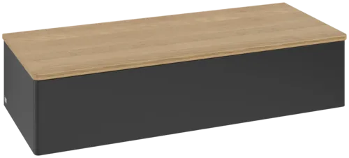 Bild von VILLEROY BOCH Antao Sideboard, 1 Auszug, 1200 x 268 x 500 mm, Front ohne Struktur, Black Matt Lacquer / Honey Oak #K41001PD
