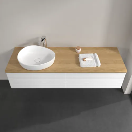 Bild von VILLEROY BOCH Antao Waschbeckenunterschrank, 2 Auszüge, 1600 x 360 x 500 mm, Front mit Struktur, White Matt Lacquer / Honey Oak #K37151MT