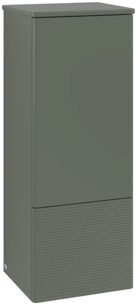 Picture of VILLEROY BOCH Antao Medium-height cabinet, 1 door, 414 x 1039 x 356 mm, Front with grain texture, Leaf Green Matt Lacquer / Leaf Green Matt Lacquer #K43100HL