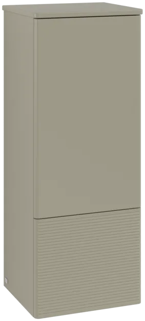 Picture of VILLEROY BOCH Antao Medium-height cabinet, 1 door, 414 x 1039 x 356 mm, Front with grain texture, Stone Grey Matt Lacquer / Stone Grey Matt Lacquer #K43100HK