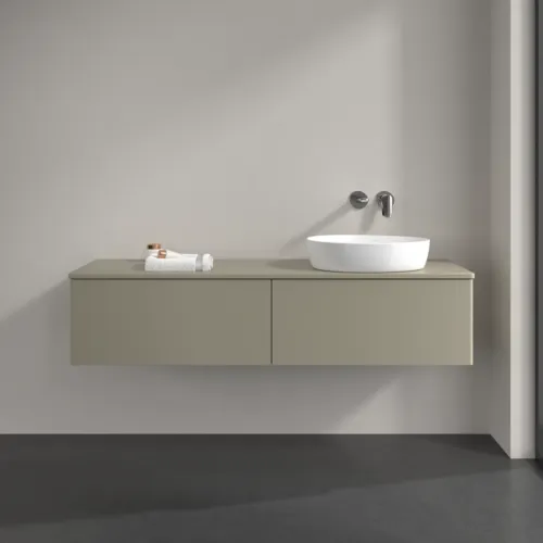 Bild von VILLEROY BOCH Antao Waschbeckenunterschrank, 2 Auszüge, 1600 x 360 x 500 mm, Front ohne Struktur, Stone Grey Matt Lacquer / Stone Grey Matt Lacquer #K38010HK