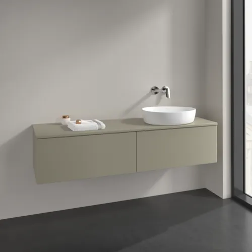 Bild von VILLEROY BOCH Antao Waschbeckenunterschrank, 2 Auszüge, 1600 x 360 x 500 mm, Front ohne Struktur, Stone Grey Matt Lacquer / Stone Grey Matt Lacquer #K38010HK