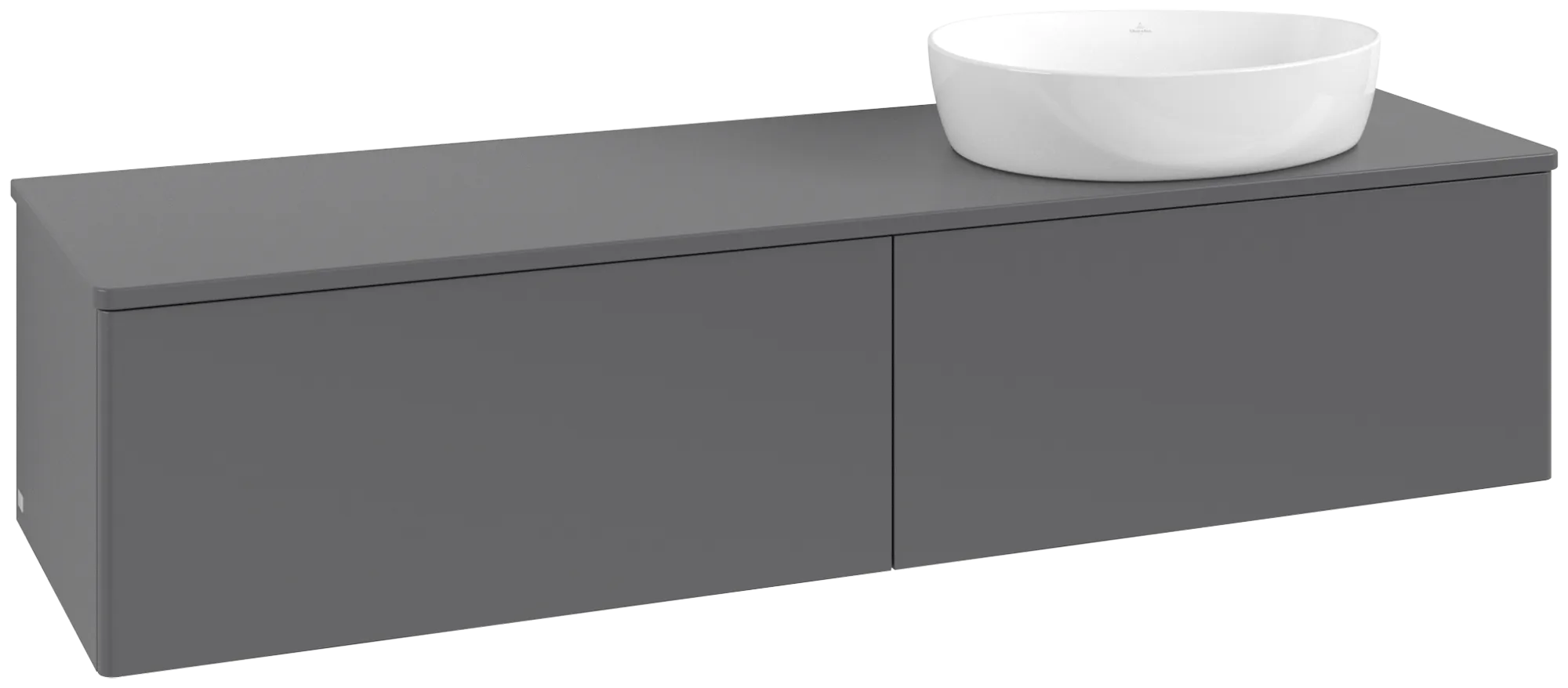 Picture of VILLEROY BOCH Antao Vanity unit, 2 pull-out compartments, 1600 x 360 x 500 mm, Front without structure, Anthracite Matt Lacquer / Anthracite Matt Lacquer #K38050GK
