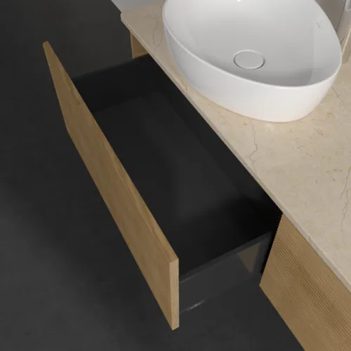 Obrázek VILLEROY BOCH Antao Vanity unit, 2 pull-out compartments, 1600 x 360 x 500 mm, Front with grain texture, Honey Oak / Botticino #K37153HN
